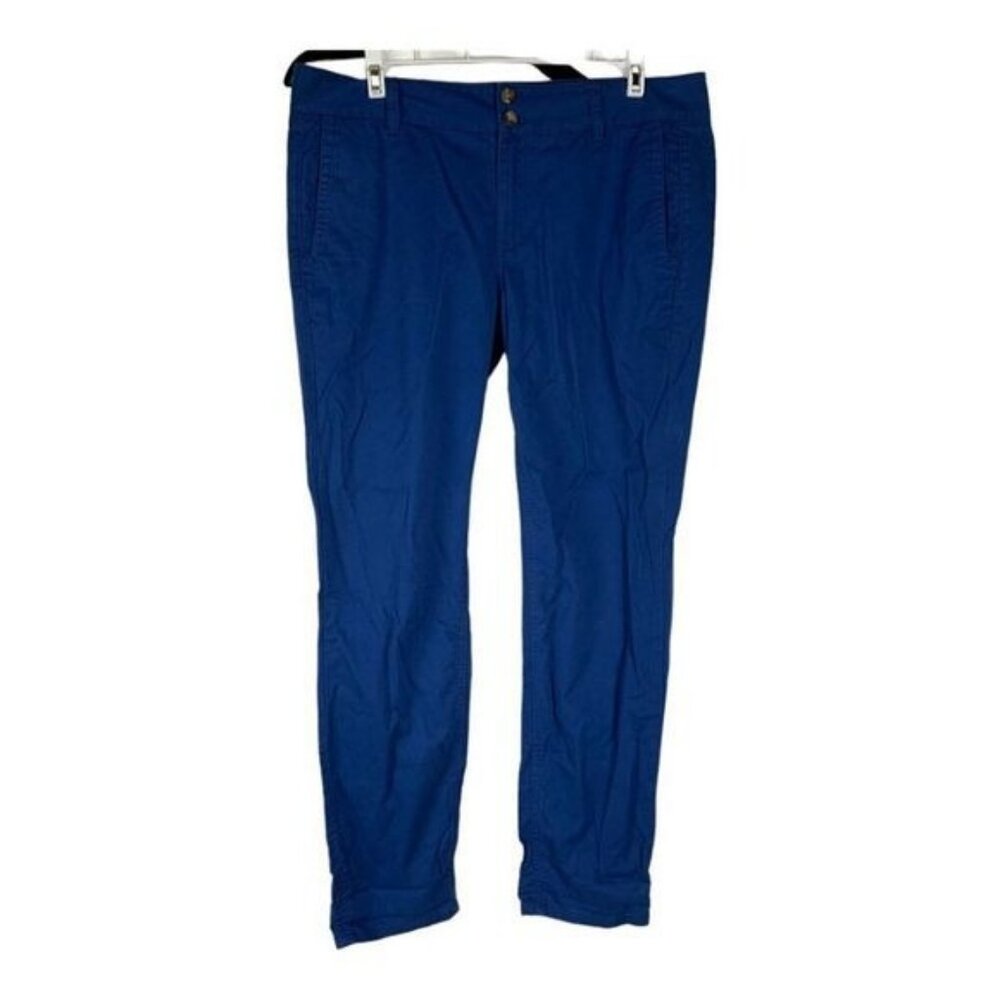 AMK Womens Classic Fit Mid-Rise Blue Pants Size 8P Cotton Blend